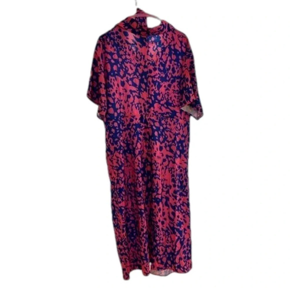 Women's Printed Button Up Belted Midi Dress - Picture 2 of 3